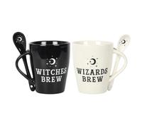 Something Different Mug and spoon set Witches and Wizards Couples Black/White
