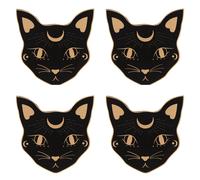 Something Different Mystic Mog Cat Face Coaster Set (Pack of 4) in Black Something Different Black