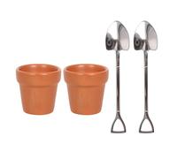 Something Different Plant Pot Egg Cup SetOne Size Brown/Silver SD5158