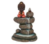 Something Different Red Buddha And Rock Pond Backflow Incense Burner, Red