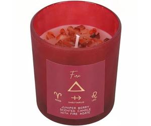 Something Different Red Fire Element Juniper Berry Crystal Chip Wax Candle-8 cm x 7.8 cm (1 Pc), Glass, 8cm x 7.8cm x 7.8cm