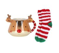 Something Different Reindeer Christmas Mug & Sock Set in Brown Something Different Brown