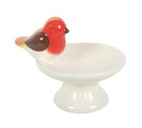 Something Different Robin Bird Bath Trinket Dish White/red (One Size)