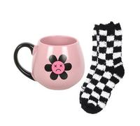 Something Different Sad Flower Mug And Sock Set Pink/black (One Size)