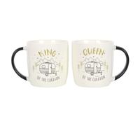Something Different Set of 2 New Bone China Mugs - King and Queen Couples Caravan Mug Set - from The Happy Camper Range