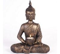 Something Different Sitting Thai Buddha Tealight Holder (One Size) (Brown/Gold)