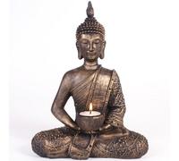 Something Different Sitting Thai Buddha Tealight Holder (One Size) (Brown/Gold)