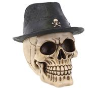 Something Different Skull with Hat Money Box, White/Black