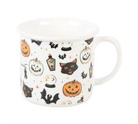Something Different Spooky Cat & Pumpkin Mug in White Something Different White