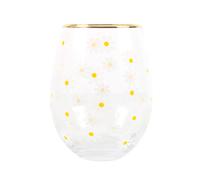 Something Different Spring Time Daisy Stemless Wine Glass in White Something Different White