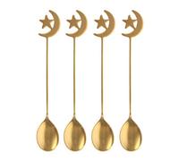 Something Different Star And Moon Teaspoons (Pack Of 4) Gold (One Size)