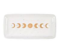 Something Different Stunning Moon Phase Ceramic Trinket Tray-Handmade Stoneware, White & Cream, 17