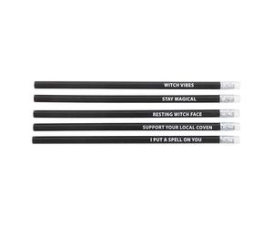 Something Different The Coven Club Witch Pencil Top Erasers (Pack of 5) in Black Something Different Black