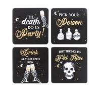 Something Different Til Death Do Us Party Coaster Set in Black Something Different Black