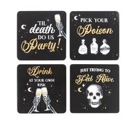 Something Different Til Death Do Us Party Coaster Set in Black Something Different Black