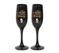 Something Different Till Death Do Us Party Champagne Flute Set (Pack Of 2) Black/gold/white (One Size)