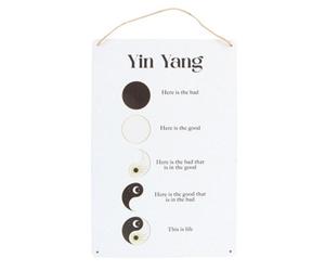 Something Different Tin Yin Yang Hanging Sign White/black (One Size)