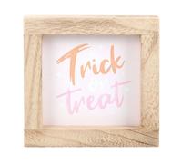Something Different Trick Or Treat Wooden Framed Plaque in Natural Something Different Natural