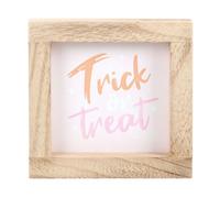 Something Different Trick Or Treat Wooden Framed Plaque Natural/white/orange (One Size)
