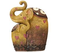 Something Different Pair of Elephant,Mum And Baby Elephant, Craft Art Resin, Brown/White, 4 x 12 x 9 cm