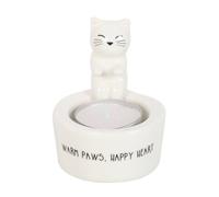 Something Different Warm Paws Happy Heart Cat Tealight Holder in White Something Different White