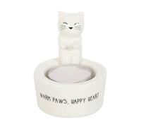 Something Different Warm Paws Happy Heart Cat Tealight Holder White (One Size)