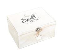 Something Different White Witch Spell Box - Magickal Supplies Storage with Star Charm, MDF, Latch, and Herb/Incense Organizer for Safe & Tidy Spells