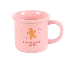 Something Different Wholesale Adorable Pink Gingerbread Latte Mug - Festive Holiday Drinkware for Coffee and Tea Lovers, Ceramic Cup with Charming Design, 12 oz Capacity