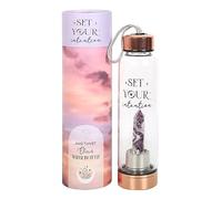 Something Different Wholesale Amethyst Crystal-Infused Water Bottle | Set Your Intention | Inner Power Amplifier | Health Benefits of Crystals | Trendy Glass | Stainless Steel Lid | Anti-Slip Base