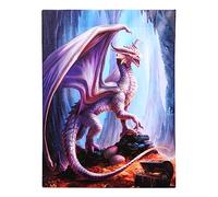 Something Different Wholesale Anne Stokes Dragon Plaque - Treasure Trove Canvas Wall Art - 19x25cm - White Dragon Print