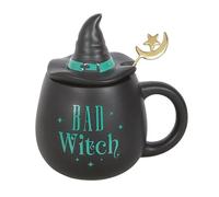 Something Different Wholesale Bad Witch Mug with Lid & Spoon | Ceramic Green Witch Hat Cup | Gothic Halloween Coffee Gift