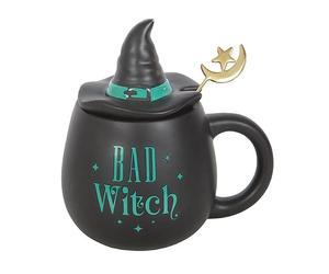 Something Different Wholesale Bad Witch Mug with Lid & Spoon | Ceramic Green Witch Hat Cup | Gothic Halloween Coffee Gift