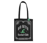 Something Different Wholesale Bad Witch Social Club Tote Bag & Enamel Pin | Rebellious Witch Bag | Black Polycotton Gothic Tote