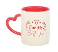 Something Different Wholesale Best-Tea Mug with Heart Handle | Cute Bestie Gift for Galentine’s Day, Birthday or Just Because | 350ml Ceramic | Microwave & Dishwasher Safe
