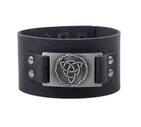 Something Different Wholesale Black Celtic Triquetra Knot Leather Cuff Bracelet | Adjustable | Unisex | Gift Ready