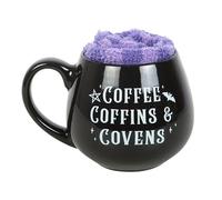 Something Different Wholesale Coffee Coffins & Covens Mug and Socks Set | Witchy Cauldron Mug with Fluffy Socks | 450ml Gothic Cup | Dishwasher & Microwave Safe | Gift Boxed