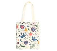 Something Different Wholesale Cream Folk Print Polycotton Tote Bag | Floral Midnight Bloom Design | 40x33cm Reusable Cotton Blend Bag | Eco Shopper for Everyday Use | Pretty Gift for Her
