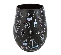 Something Different Wholesale Crystal Witch Print Stemless Glass - 15 oz Unique Stemless Wine Glass for Crystal Enthusiasts, Witchcraft Decor, Gift for Witches and Crystal Lovers