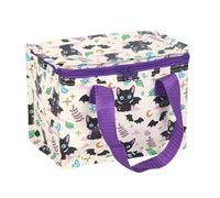Something Different Wholesale Cute and Creepy Cat Print Lunch Bag - Insulated, Eco-Friendly, Black Cat Design with Purple Handles, Keeps Meals Fresh, Easy to Clean for Work, School, or Picnics