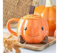 Something Different Wholesale Cute Smiling Pumpkin Mug and Socks Set - Cozy Halloween Gift with 500ml Autumn Mug & Fluffy Orange Socks, Adorable Fall Drinkware for Spooky Season Comfort