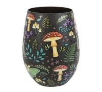 Something Different Wholesale Dark Forest Print Stemless Wine Glass: Celestial Wonderland Design - Whimsical Toadstools and Luna Moths - Unique and Distinctive Home Décor Piece