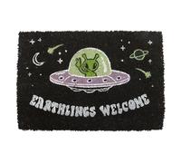 Something Different Wholesale Earthlings Welcome Alien Doormat | Purple UFO Design | Sci-Fi Home Entry Rug | Indoor Use Only | Gift for Space Fans