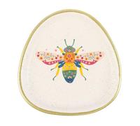 Something Different Wholesale Floral Bee Trinket Dish - Playful Floral Bee Design - Organic Shape with Speckled Ceramic Finish - Elegant Gold Edging - Perfect for Jewelry, Keys, and Small Keepsakes