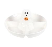 Something Different Wholesale Ghost Chip and Dip Snack Dish: Ghoulishly Adorable Halloween Party Decor with Pumpkin Accent - Dual Functionality, Durable & Easy to Clean - Sure to Delight Guests!