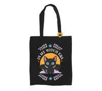 Something Different Wholesale In My Witch Era Bat Cat Polycotton Tote Bag with Enamel Pin - Mystical In My Witch Era Design, Bat-Winged Black Cat, Durable & Spacious, Ideal for Witchy Souls