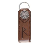 Something Different Wholesale Journey Rune Keyring | Faux Leather Norse Keychain with Metal Rune | Viking Symbol of Travel and Adventure
