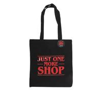 Something Different Wholesale Just One More Shop Tote Bag | RPG Quote Polycotton Shopper | 40x33cm Black Bag | Red Gamer Text | Gift for Quest Lovers | Hand Wash Only