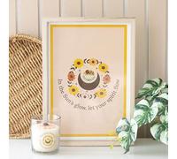 Something Different Wholesale Let Your Spirit Flow Framed Wall Art Print - Summer Solstice-Inspired Bee, Sunflowers & Crescent Moon Design with Uplifting Message
