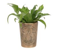 Something Different Wholesale Lisa Parker Moon Shadows Bronze Terracotta Plant Pot - Mystical Charm, Antiqued Bronze Hare Motif, Moon-Gazing Hares Planter
