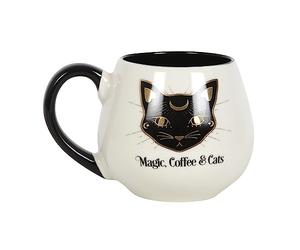 Something Different Wholesale Magic & Cats Halloween Mug - Gothic Witches Brew Ceramic Cup for Adults - Cute Black and White Cat Coffee Cup - Unusual Cat Mug